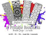 16 Mandala Coloring Page Bookmarks Ver. 2 Editable, Custom