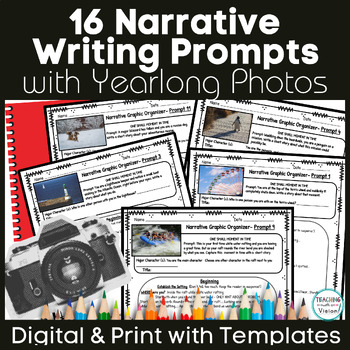 16 Narrative Writing Prompts with Photos, Graphic Organizers, Rubric ...