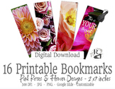 16 Pink Rose & Flower Bookmarks - Editable, Personalize, C