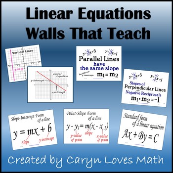 Preview of Linear Equations Posters-Graphs-Slope-Parallel-Perpendicular-16-Walls That Teach