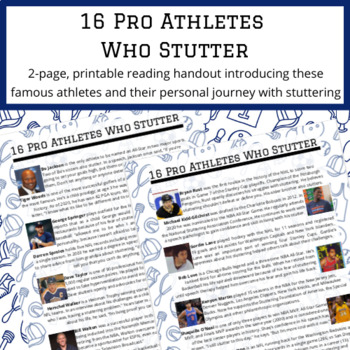 Preview of 16 Pro Athletes Who Stutter - Reading Handout {Distance Learning}