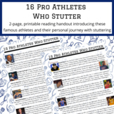 16 Pro Athletes Who Stutter - Reading Handout {Distance Learning}