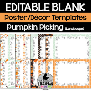 Preview of 16 Pumpkin Picking Editable Poster Templates (Landscape) PPT or Slides™