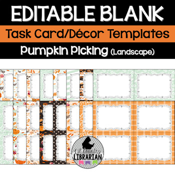 16 Pumpkin Picking Editable Task Cards Decor Templates (Landscape) PPT