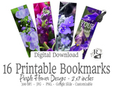 16 Purple Flower Bookmarks - Editable, Personalize, Custom