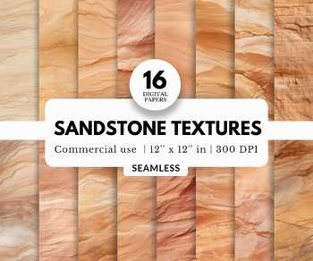 Preview of 16 Sandstone Texture Digital Papers, Tileable Pattern, Cave Walls, For Geology