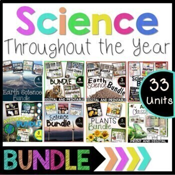 Preview of Science Throughout the YEAR Bundle Grades 3-5⭐ 1700+ Pages Back to School Ready!