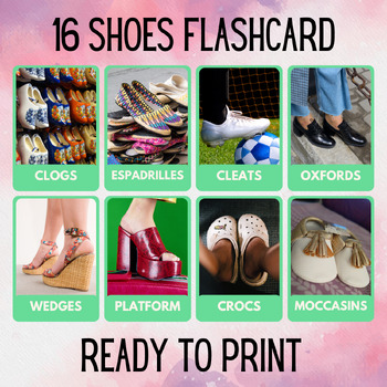 Preview of 16 Shoes Educational Printables Flashcards Educational Activities Montessori