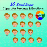 16 Social Emojis: Clipart for Emotions and Feelings (Boy 1)