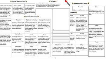 Preview of 16 Social Studies Choice Boards & 105 Worksheet Activities
