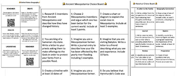 Preview of 16 Social Studies Choice Boards