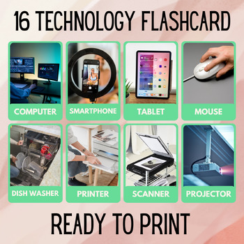 Preview of 16 Technology Educational Printables Flashcards Educational Activity Montessori