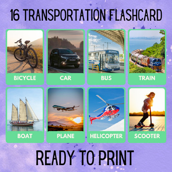 Preview of 16 Transportation Educational Printables Flashcards Activities Montessori