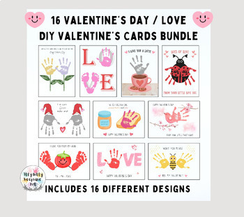 Preview of 16 Valentine's Day Handprint Art Craft Printable Templates / Love Cards Crafts