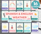 16 Weather BILINGUAL SPANISH ENGLISH Cards | Montessori fl