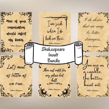 Preview of 16 Witty Shakespeare Insults Bundle - English Classroom Decor