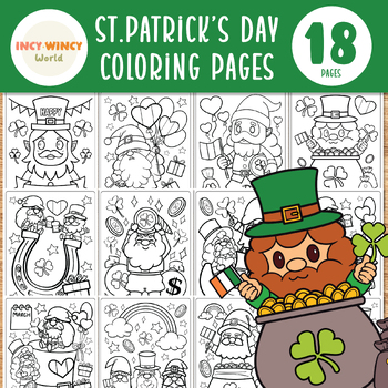 Preview of St. Patrick's Day Coloring Pages for kid (16 coloring pages + 2 writing papers)