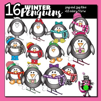 Preview of 16 winter penguins - clip art for teachers