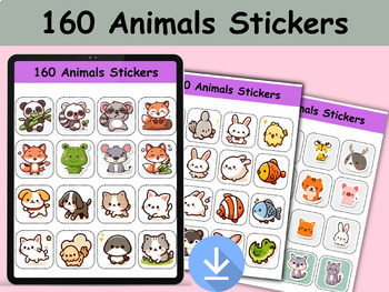 160 Animals Stickers, png & psd