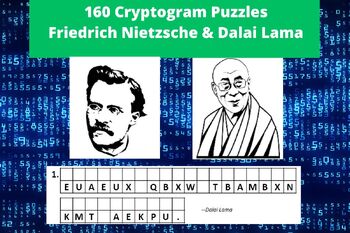 Preview of 160 Cryptoquote Puzzles in Printable PDF- Dalai Lama & Friedrich Nietzsche