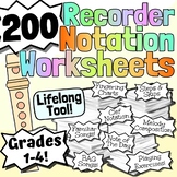 200 Recorder Notation Worksheets | Notes Fingerings And Composing