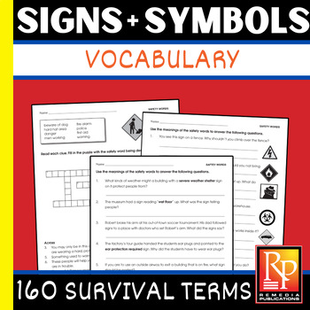 Preview of 160 SURVIVAL SIGNS, SYMBOLS & WORDS: Community Safety Worksheets & Activities