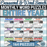 164 Monthly Crossword Puzzles and Word Search Puzzles- Pri