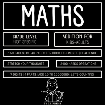 Preview of 164 PAGES - 7 DIGITS - Add 10 to 10000000/ Math challenge / Level HARD