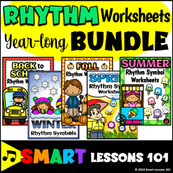 Preview of 165 Seasonal RHYTHM WORKSHEETS! Rhythm Symbol Worksheet Music Activities