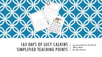 Preview of 165 days of 1st grade Lucy Calkins Writing Units 1-4 Pacing Guide