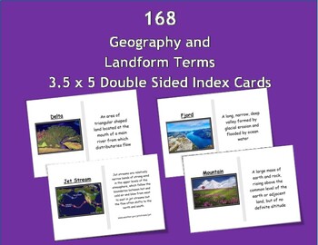 Preview of 168 Geography and Landform Double-sided Printable 3.5 x 5 Index Cards