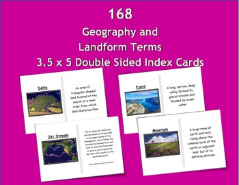 Preview of 168 Geography and Landform Double-sided Printable 4 x 6 Index Cards