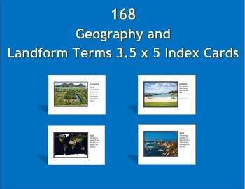 Preview of 168 Geography and Landform Printable 3.5 x 5 Index Cards