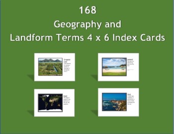 Preview of 168 Geography and Landform Printable 4x6 Index Cards
