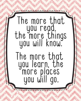 16x20 Dr. Seuss Quote Poster, Classroom Decor, JPG, The More that you Read