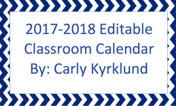 Preview of 17-18 Editable Calendar