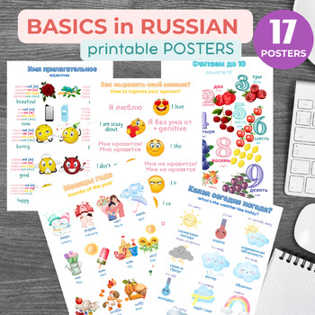 Preview of 17 Bilingual RUSSIAN Educational Posters | Russian Learning Posters | Set of 17