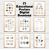 17 Educational Posters Boho Muted Color Palette