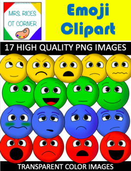 Preview of 17 Emoji Clipart! Colored, PNG, Transparent Clipart for EmotionalSelf Regulation