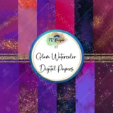 17 Glam Watercolour background digital papers