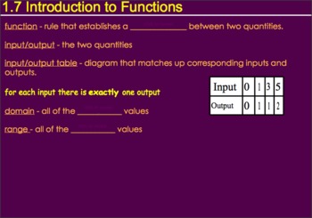 Preview of 1.7 Introduction to Functions