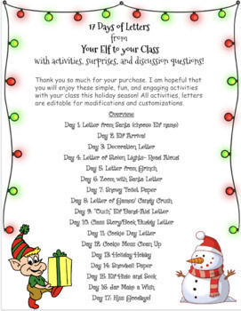 Preview of 17 Letters from "ELF" and Holiday Activities!