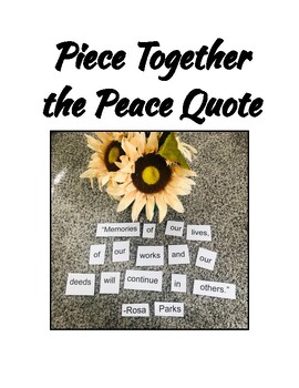 Preview of 17 Peacemaker Posters & Quote Puzzles (Bonus: Peace Lessons & Cards)