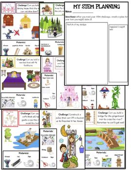 Preview of 19 STEM Challenges | 10 Fairy Tale and 9 Nursey Rhyme STEM activities