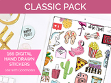 166 Digital Classic Clip Art - Sticker PNGs and GoodNotes Booklet