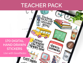 Preview of 170 Digital Teacher Clip Art - Sticker PNGs and GoodNotes Booklet