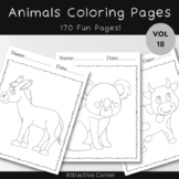 170 Kawaii Jungle Animals Coloring Pages Bundle Set for Sc
