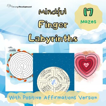 Preview of 17Illustrated Mindful Finger Labyrinths +Positive Affirmation Labyrinth Versions