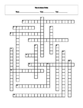 18 Answer Time in Science Fiction Literature and Film Crossword with Key