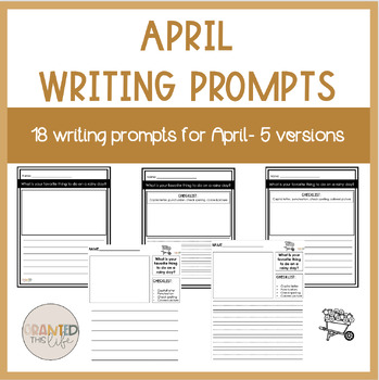 18 April Writing Prompt Worksheets- 5 Differentiated Versions | TPT